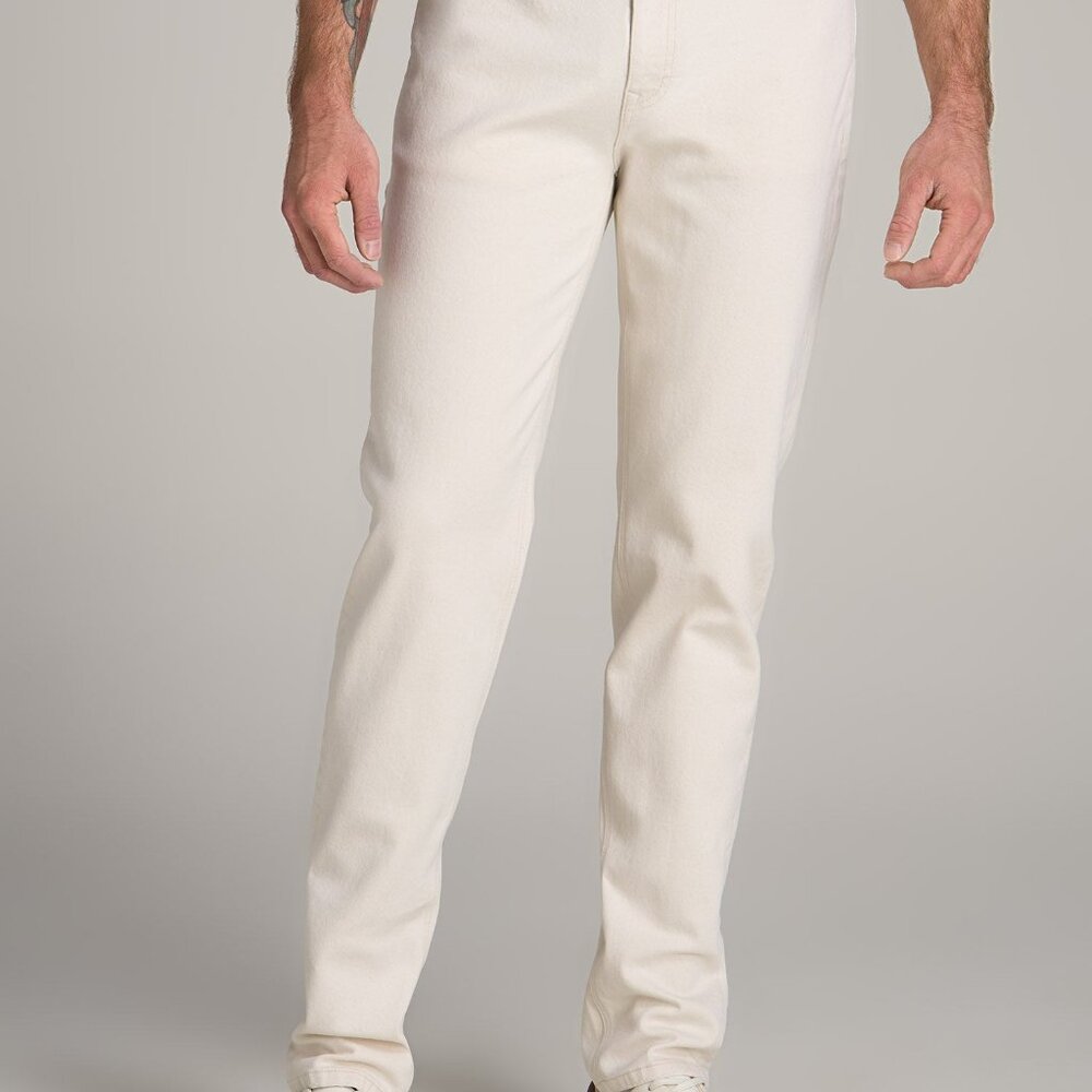 American Tall Milo RELAXED TAPERED FIT Jeans for Tall Men in Ecru Buff Size 4242